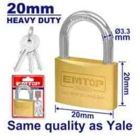 Heavy Duty Brass Padlock 20mm, 37g Weight, Solid Brass Cylinder, Brass Keys & Parts, 3 Keys Included